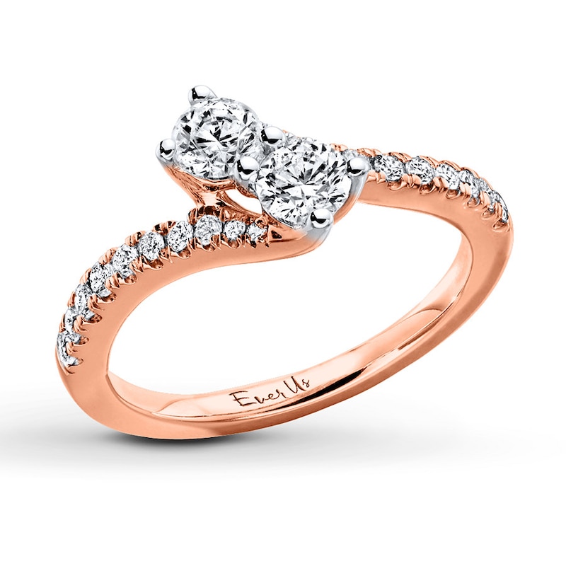 Main Image 3 of Previously Owned Ever Us Two-Stone Anniversary Ring 3/4 ct tw Round-cut Diamonds 14K Rose Gold