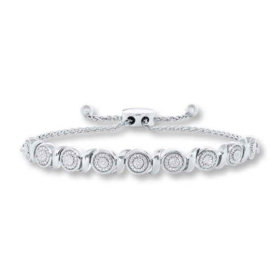 Previously Owned Diamond Bolo Bracelet 1/4 ct tw Round-cut Sterling Silver 9.5"