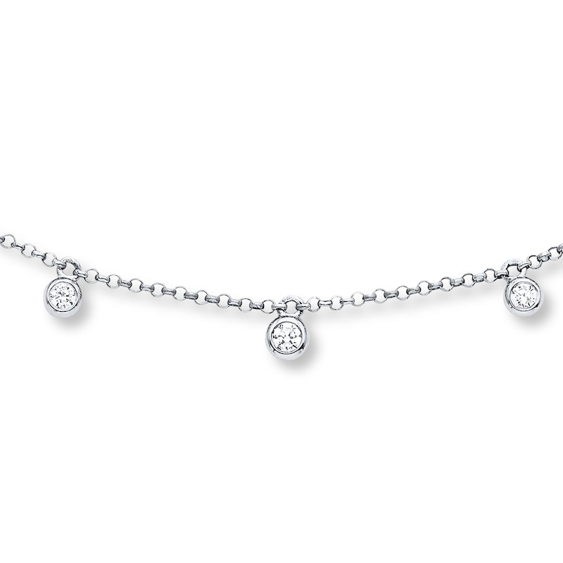 Main Image 1 of Previously Owned Diamond Choker Necklace 1/6 Carat tw Sterling Silver