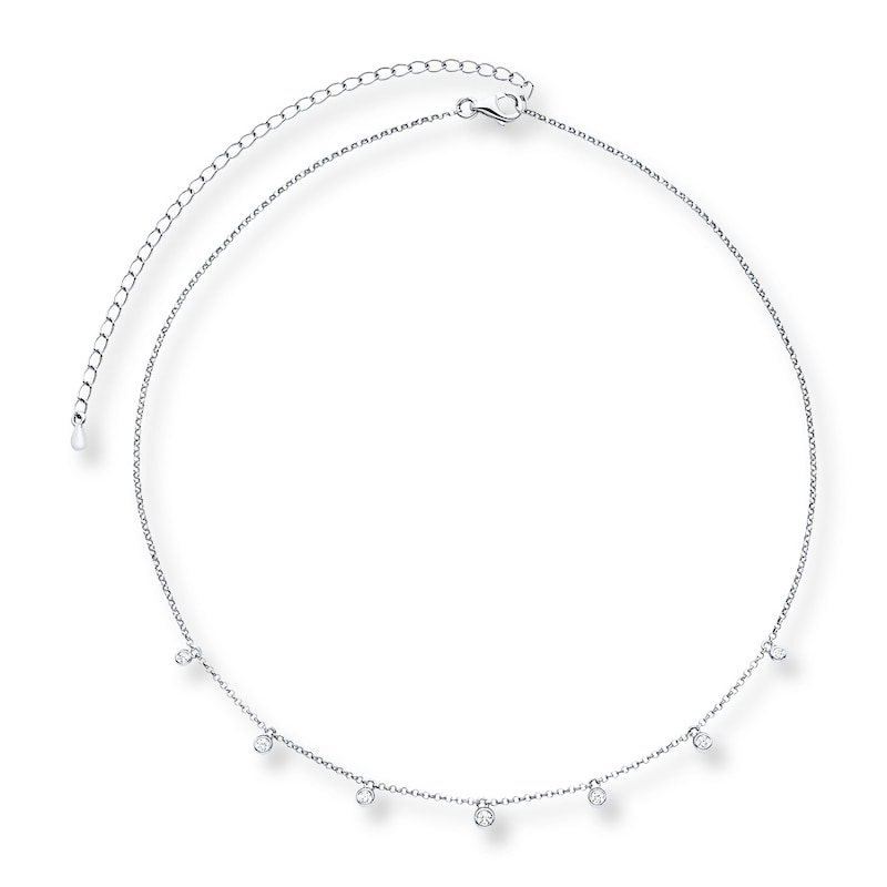 Main Image 2 of Previously Owned Diamond Choker Necklace 1/6 Carat tw Sterling Silver