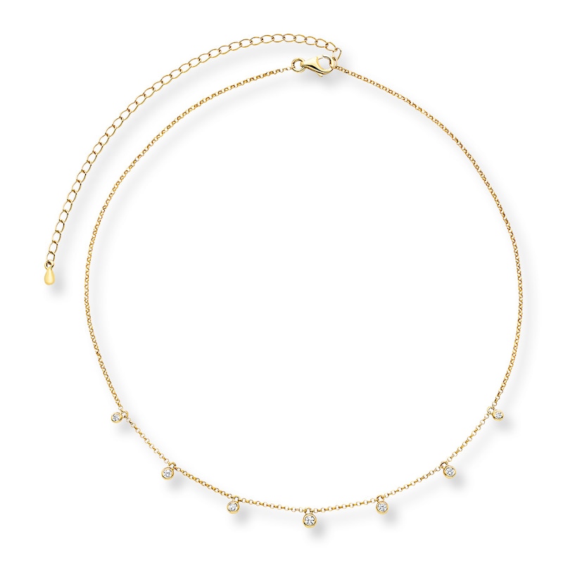 Main Image 2 of Previously Owned Diamond Choker Necklace 1/6 Carat tw 10K Yellow Gold