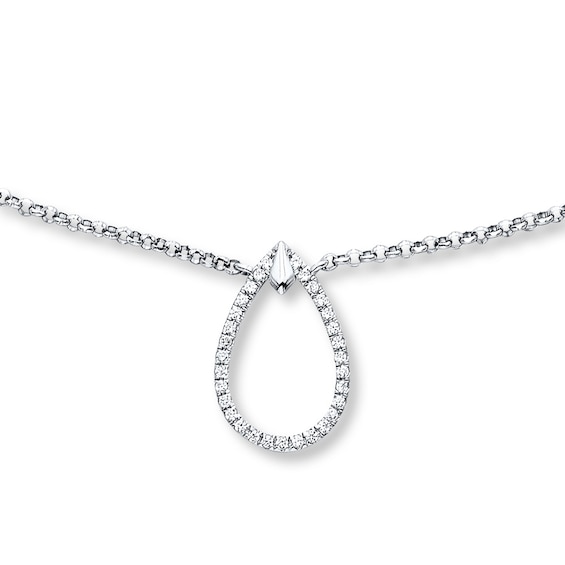 Previously Owned Diamond Teardrop Choker Necklace 1/15 Carat tw Sterling Silver
