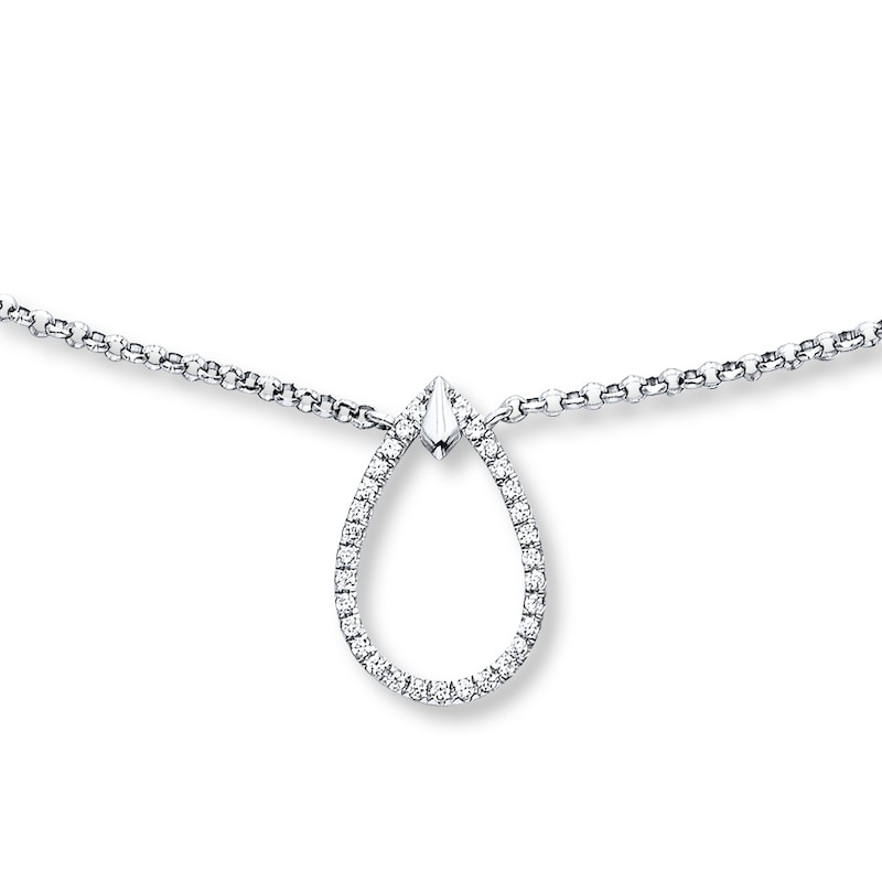 Main Image 1 of Previously Owned Diamond Teardrop Choker Necklace 1/15 Carat tw Sterling Silver