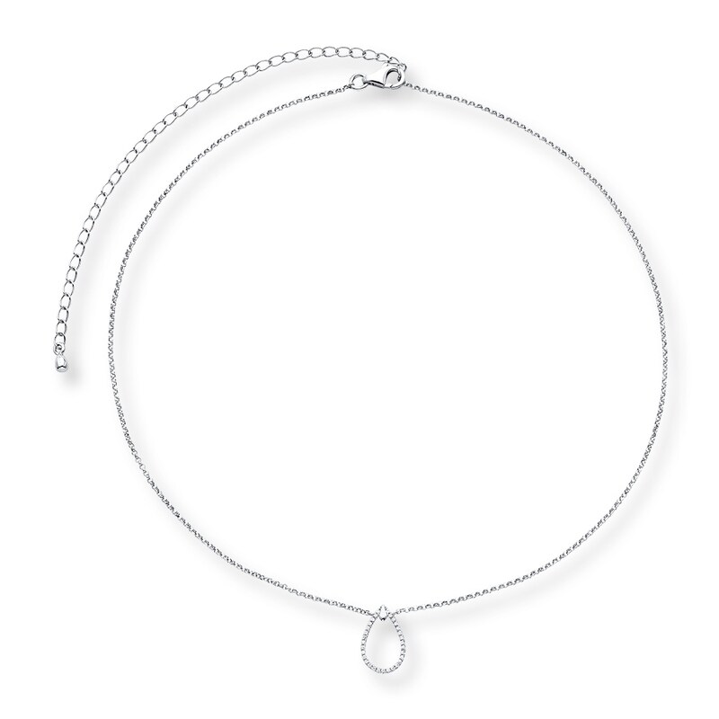 Main Image 2 of Previously Owned Diamond Teardrop Choker Necklace 1/15 Carat tw Sterling Silver
