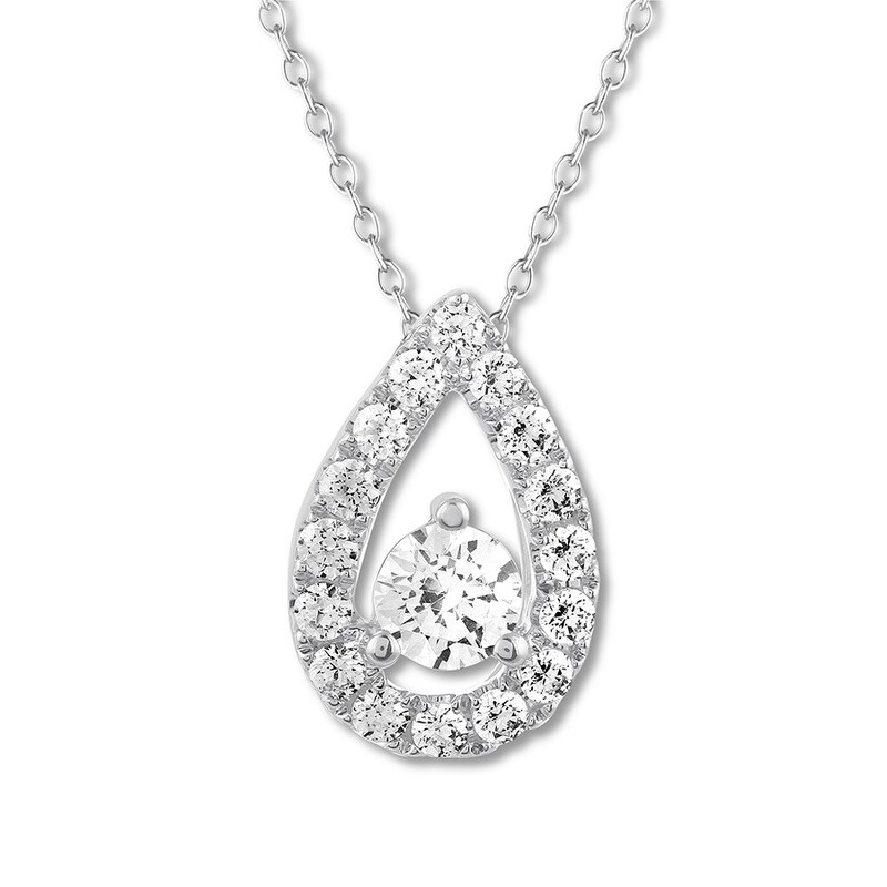 Main Image 1 of Previously Owned THE LEO Diamond Necklace 1/2 ct tw Round-cut 14K White Gold