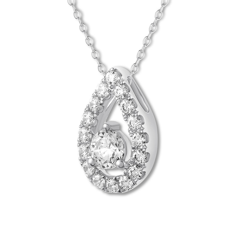 Main Image 3 of Previously Owned THE LEO Diamond Necklace 1/2 ct tw Round-cut 14K White Gold