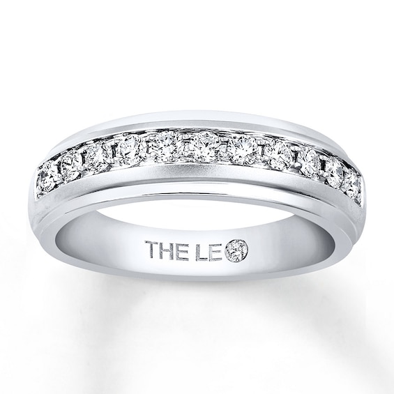 Previously Owned Men's THE LEO Wedding Band 1/2 ct tw Round-cut Diamonds 14K White Gold