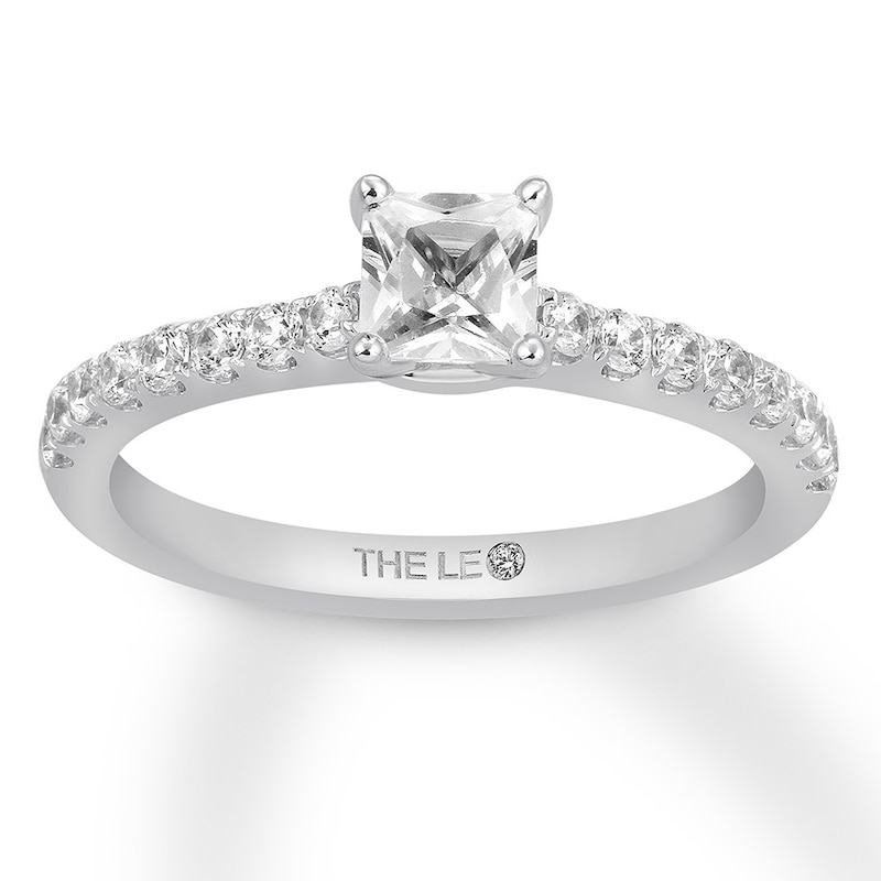 Previously Owned THE LEO Diamond Engagement Ring 3/4 ct tw Princess & Round-cut 14K White Gold