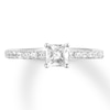 Thumbnail Image 3 of Previously Owned THE LEO Diamond Engagement Ring 3/4 ct tw Princess & Round-cut 14K White Gold