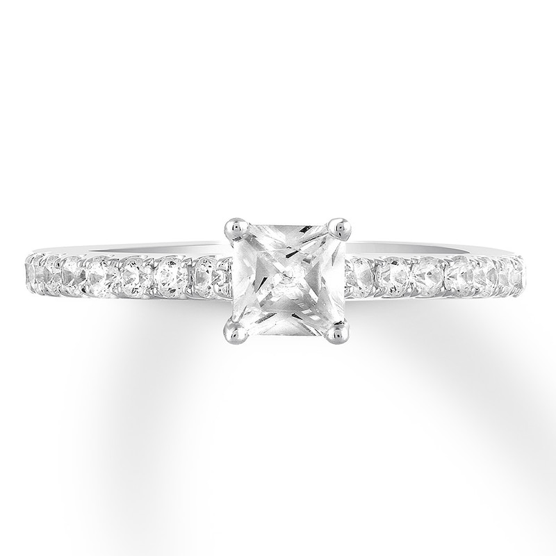 Previously Owned THE LEO Diamond Engagement Ring 3/4 ct tw Princess & Round-cut 14K White Gold