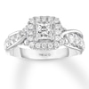Thumbnail Image 1 of Previously Owned THE LEO Diamond Engagement Ring 1 ct tw Princess & Round-cut 14K White Gold