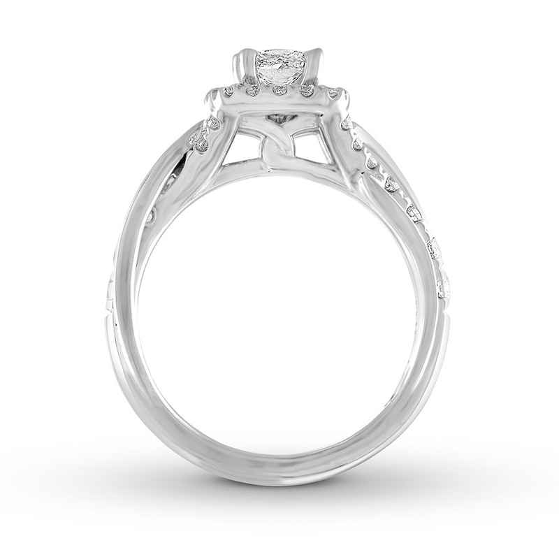 Main Image 2 of Previously Owned THE LEO Diamond Engagement Ring 1 ct tw Princess & Round-cut 14K White Gold