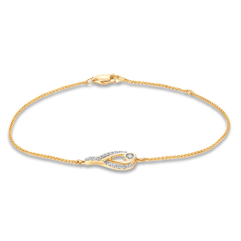 Main Image 1 of Previously Owned Interwoven Diamond Bracelet 1/6 ct tw Round-cut 10K Yellow Gold