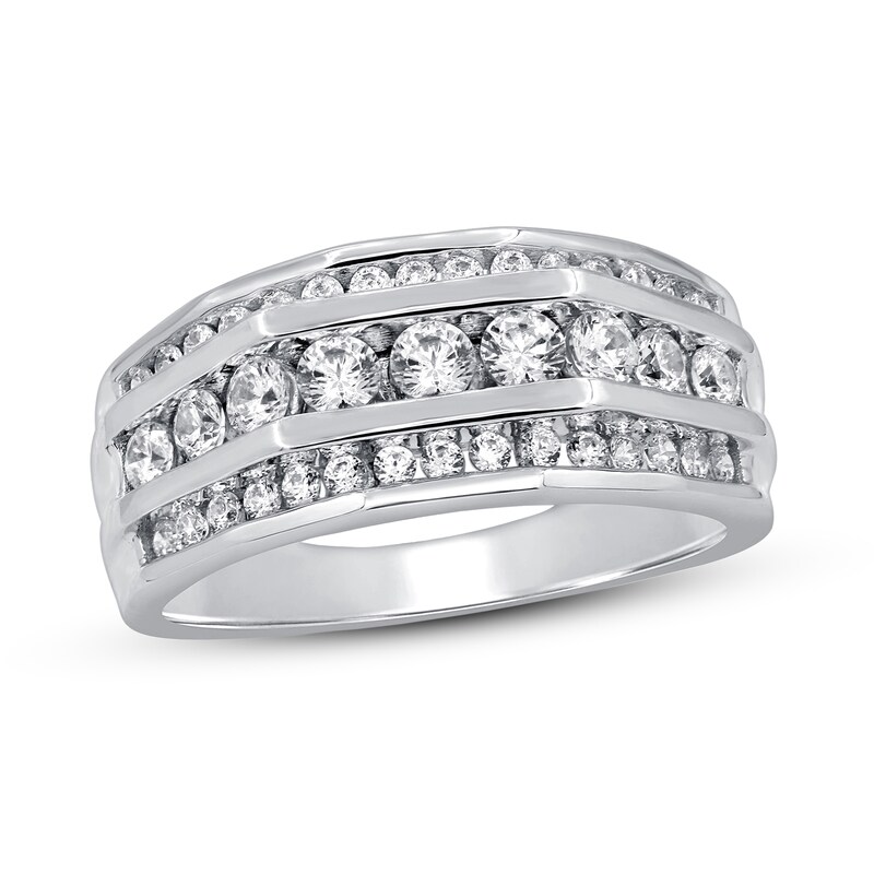 Main Image 1 of Previously Owned Men's Diamond Wedding Ring 1-1/2 ct tw Round-cut 10K White Gold Size 14