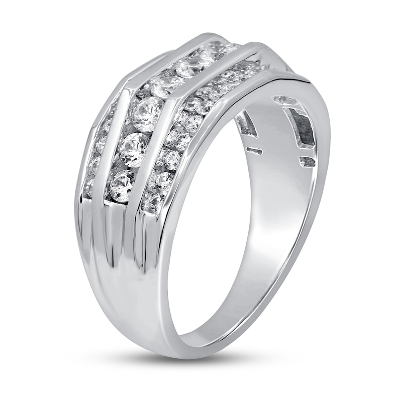 Main Image 2 of Previously Owned Men's Diamond Wedding Ring 1-1/2 ct tw Round-cut 10K White Gold Size 14