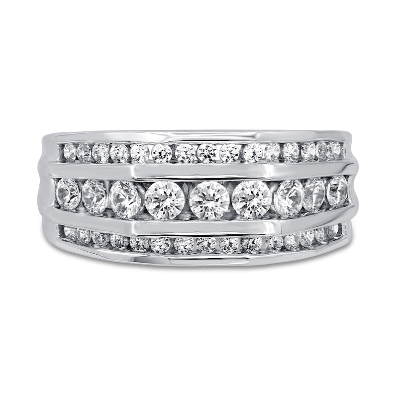 Main Image 3 of Previously Owned Men's Diamond Wedding Ring 1-1/2 ct tw Round-cut 10K White Gold Size 14