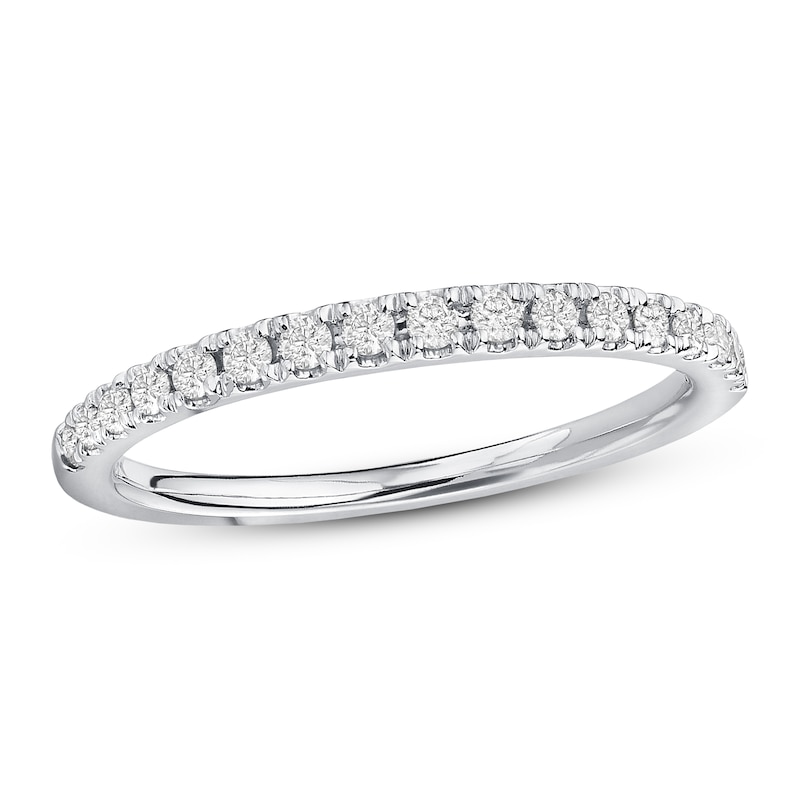 Main Image 1 of Previously Owned Diamond Wedding Band 1/4 ct tw Round-cut 10K White Gold - Size 4.25