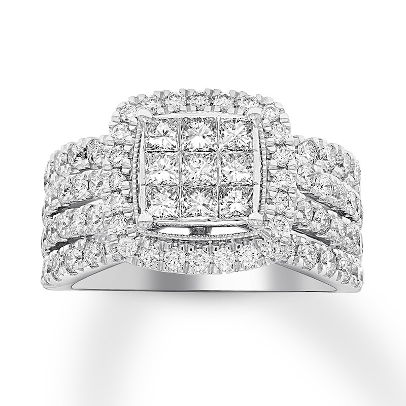 Main Image 1 of Previously Owned Diamond Engagement Ring 2 ct tw Princess & Round-cut 10K White Gold Size 9.75