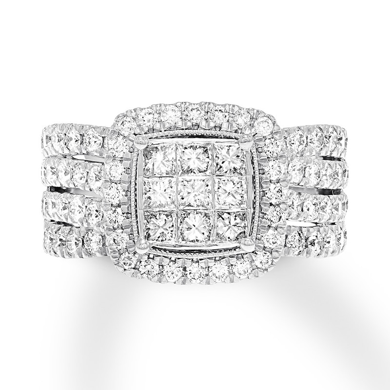 Main Image 2 of Previously Owned Diamond Engagement Ring 2 ct tw Princess & Round-cut 10K White Gold Size 9.75