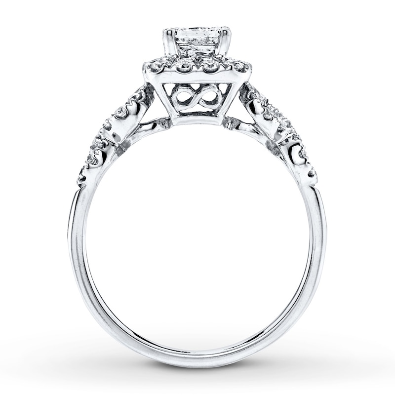Main Image 2 of Previously Owned Diamond Engagement Ring 7/8 ct tw Princess & Round-cut 14K White Gold Size 5