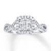 Thumbnail Image 1 of Previously Owned Diamond Engagement Ring 3/4 ct tw Princess & Round-cut 14K White Gold Size 5