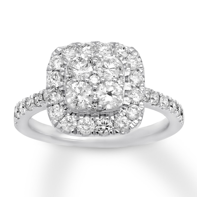 Main Image 1 of Previously Owned Diamond Engagement Ring 1-3/8 ct tw Round-cut 14K White Gold - Size 3.25