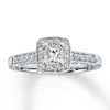 Thumbnail Image 1 of Previously Owned Diamond Engagement Ring 1/2 ct tw Princess & Round-cut 14K White Gold - Size 4.75