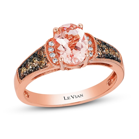 Previously Owned Le Vian Morganite Ring 1/4 ct tw Round-cut Diamonds 14K Strawberry Gold Size 8.75