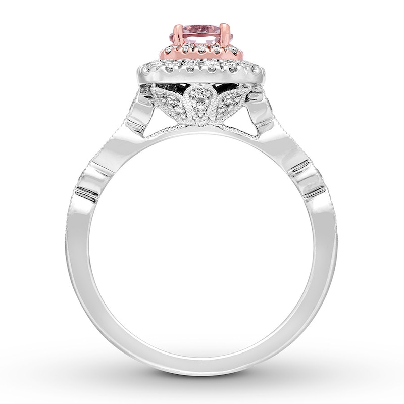Main Image 2 of Previously Owned Neil Lane Morganite Engagement Ring 5/8 ct tw Round-cut Diamonds 14K Two-Tone Gold - Size 9.25