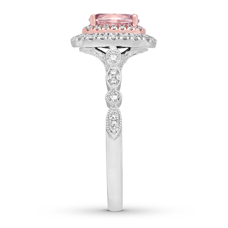 Main Image 3 of Previously Owned Neil Lane Morganite Engagement Ring 5/8 ct tw Round-cut Diamonds 14K Two-Tone Gold - Size 9.25