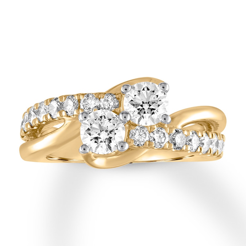 Main Image 1 of Previously Owned Ever Us Two-Stone Diamond Annivesary Ring 1-1/2 ct tw Round-cut 14K Yellow Gold Size 4.5