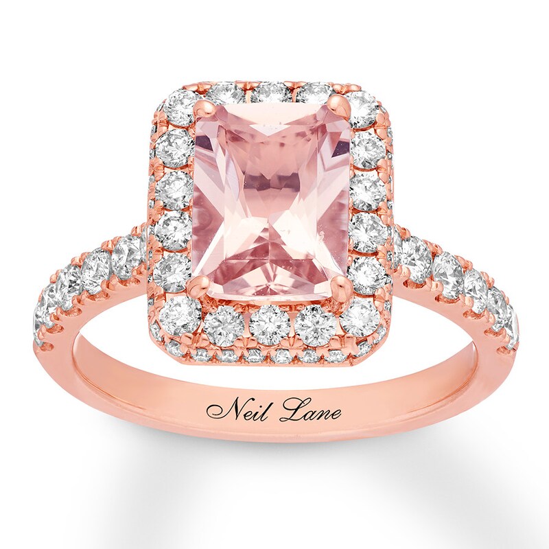 Main Image 1 of Previously Owned Neil Lane Morganite Engagement Ring 1 ct tw Round-cut Diamonds 14K Rose Gold Size 4.5