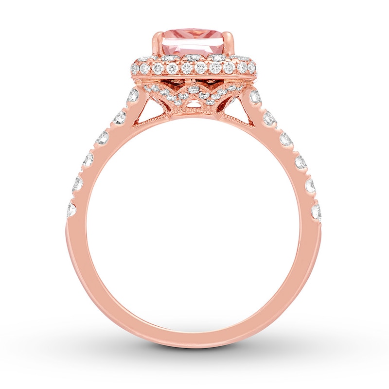 Main Image 2 of Previously Owned Neil Lane Morganite Engagement Ring 1 ct tw Round-cut Diamonds 14K Rose Gold Size 4.5