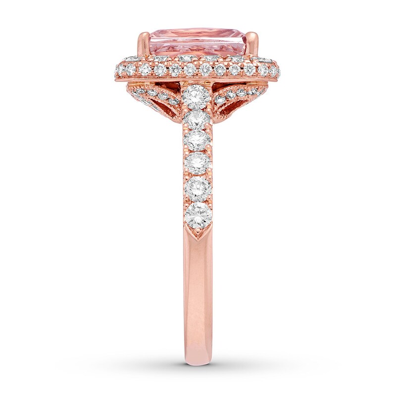 Main Image 3 of Previously Owned Neil Lane Morganite Engagement Ring 1 ct tw Round-cut Diamonds 14K Rose Gold Size 4.5