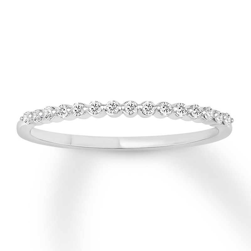 Main Image 1 of Previously Owned Diamond Wedding Band 1/8 ct tw Round-cut 10K White Gold - Size 7.5