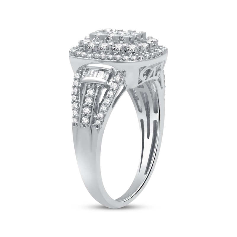 Main Image 2 of Previously Owned Diamond Fashion Ring 1 ct tw Round & Baguette 10K White Gold