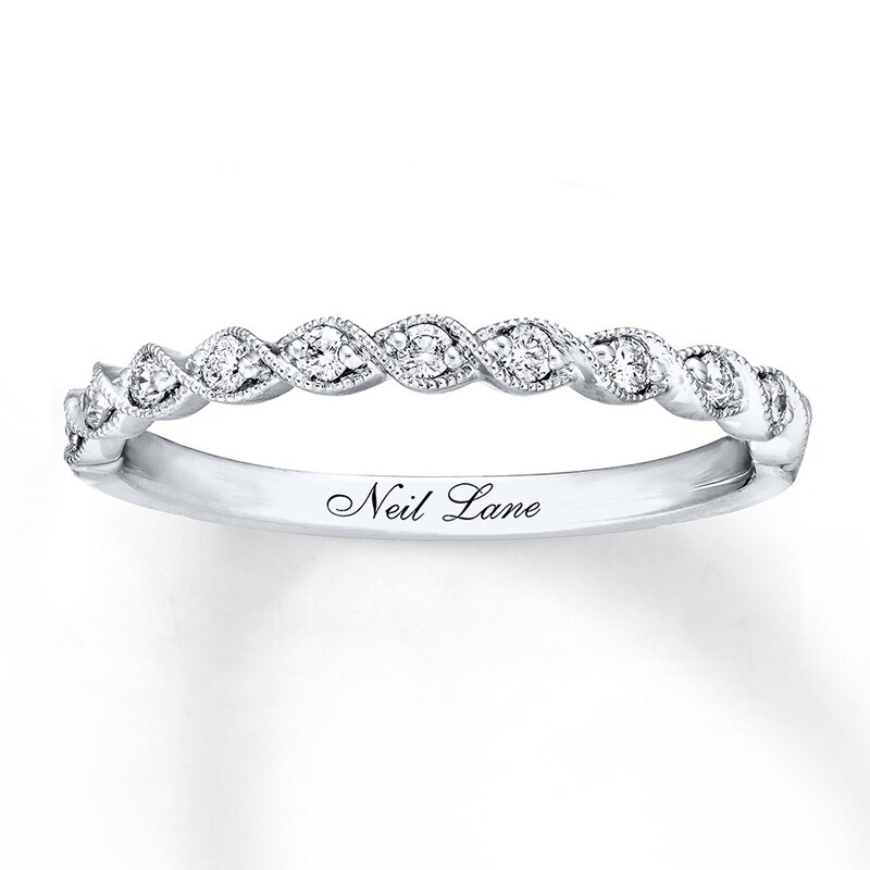 Main Image 1 of Previously Owned Neil Lane Diamond Wedding Band 1/6 ct tw Round-cut 14K White Gold