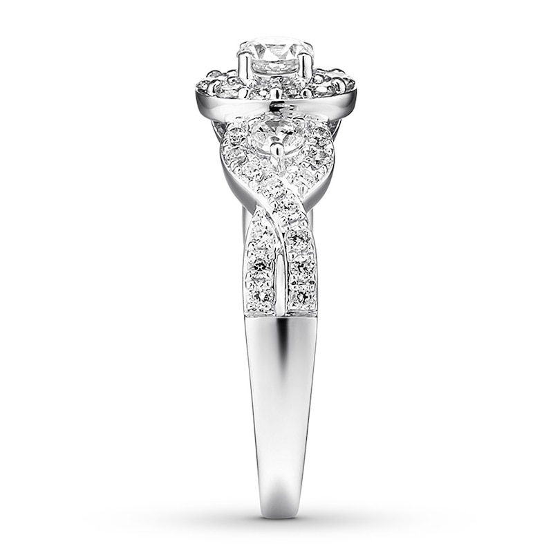 Main Image 3 of Previously Owned Diamond Engagement Ring 7/8 ct tw Round-cut 14K White Gold