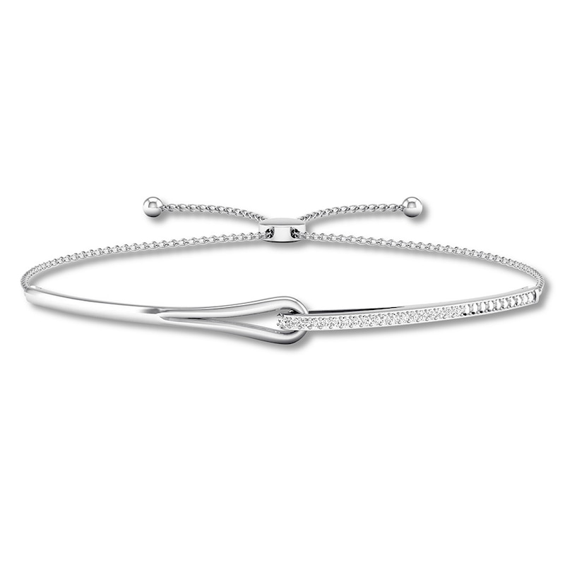 Main Image 1 of Previously Owned Love + Be Loved Diamond Bolo Bracelet 1/10 cttw Sterling Silver  9.5"
