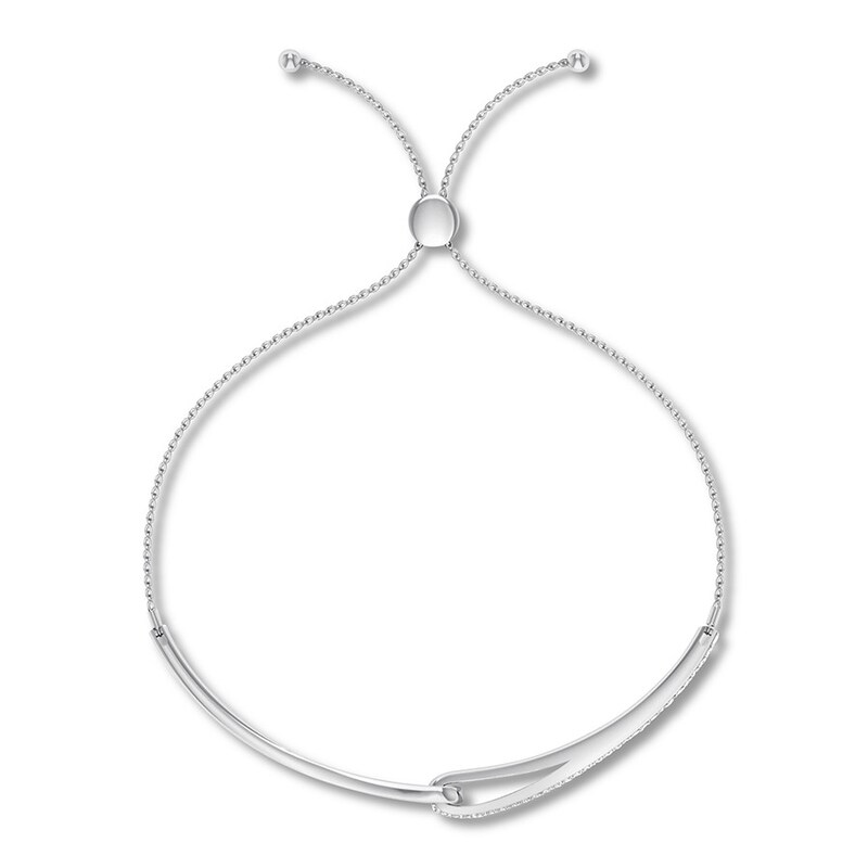 Main Image 2 of Previously Owned Love + Be Loved Diamond Bolo Bracelet 1/10 cttw Sterling Silver  9.5"