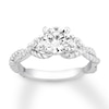 Thumbnail Image 1 of Previously Owned Three-Stone Engagement Ring 1 ct tw Round Diamonds 14K White Gold