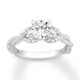 Previously Owned Three-Stone Engagement Ring 1 ct tw Round Diamonds 14K White Gold