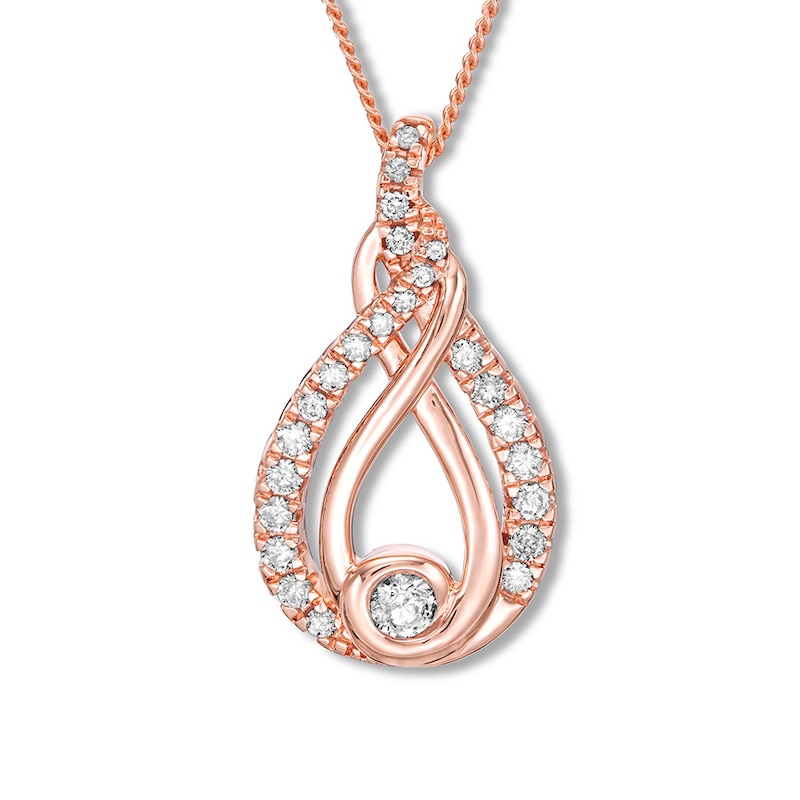 Main Image 1 of Previously Owned Interwoven Diamond Necklace 1/2 ct tw Round-cut 10K Rose Gold 19"