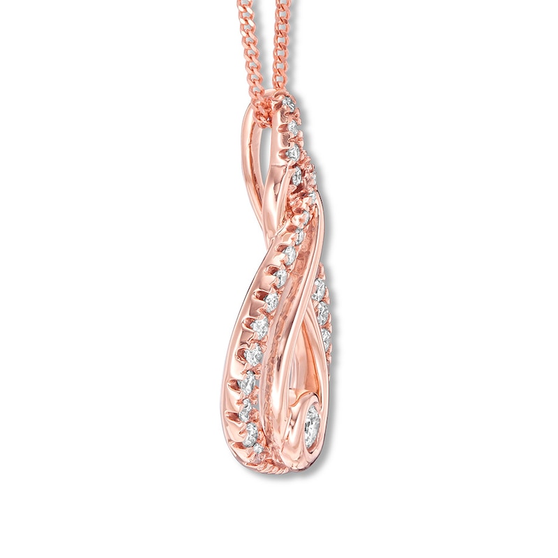 Main Image 2 of Previously Owned Interwoven Diamond Necklace 1/2 ct tw Round-cut 10K Rose Gold 19"