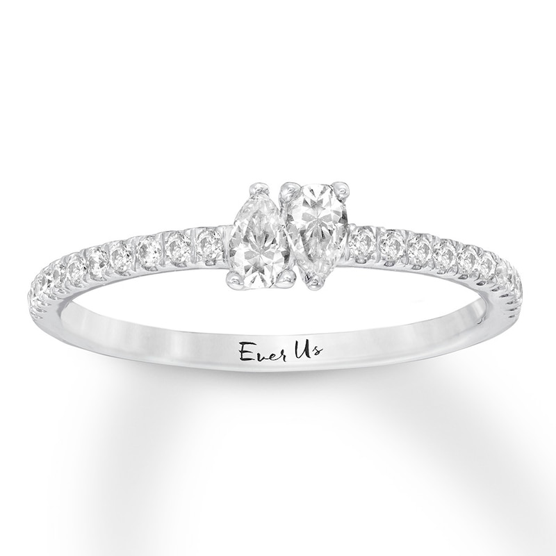 Main Image 1 of Previously Owned Ever Us Diamond Ring 1/3 ct tw Pear/Round 10K White Gold