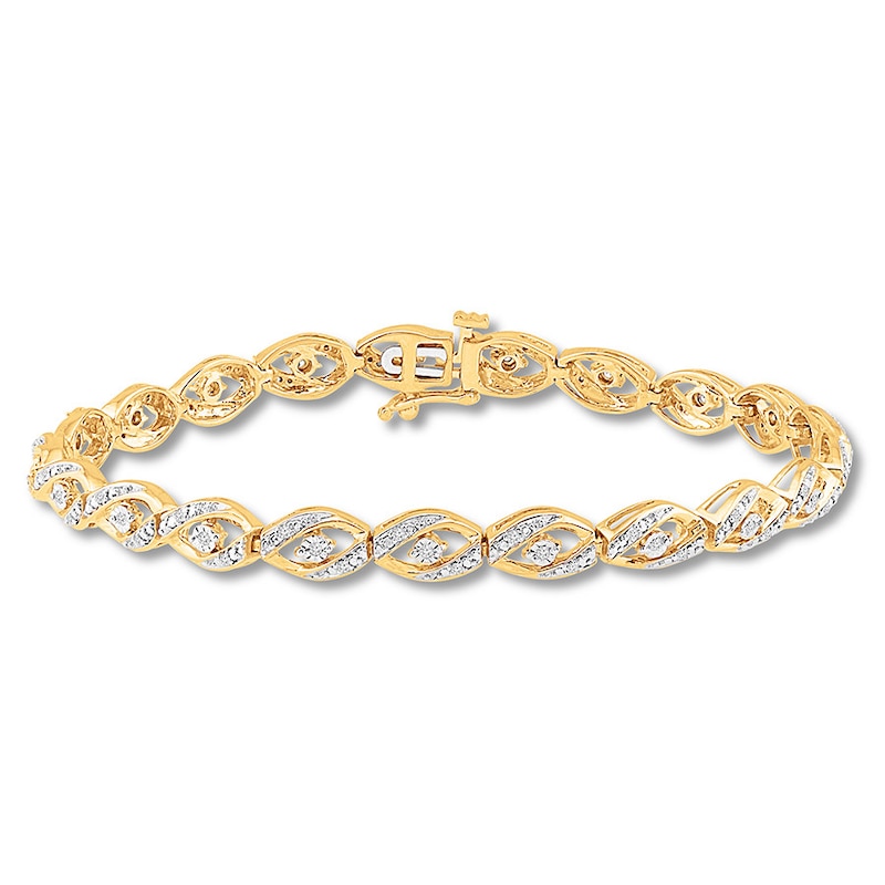 Main Image 1 of Previously Owned Diamond Bracelet 1/4 ct tw Round-cut 10K Yellow Gold 7"