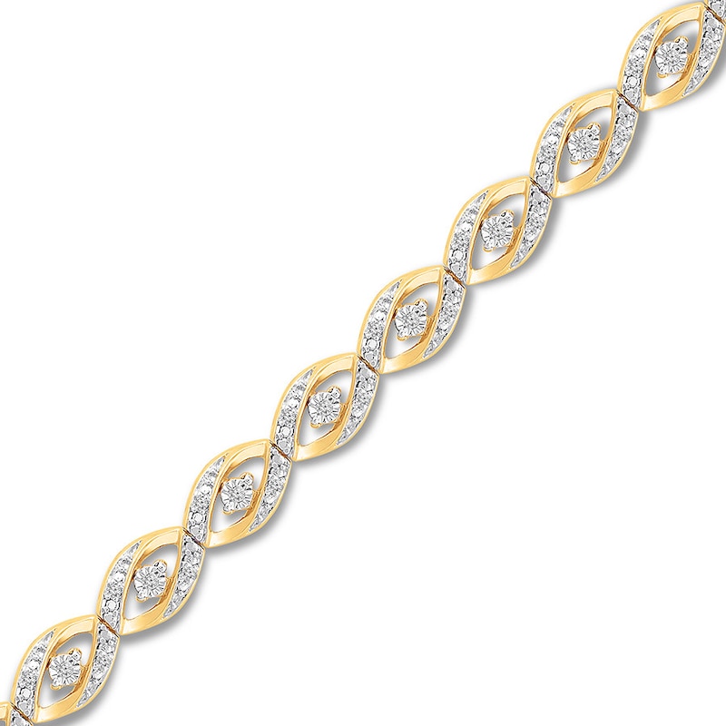 Main Image 2 of Previously Owned Diamond Bracelet 1/4 ct tw Round-cut 10K Yellow Gold 7"