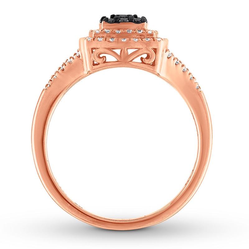Main Image 2 of Previously Owned Black & White Diamond Ring 3/8 ct tw Round-cut 10K Rose Gold
