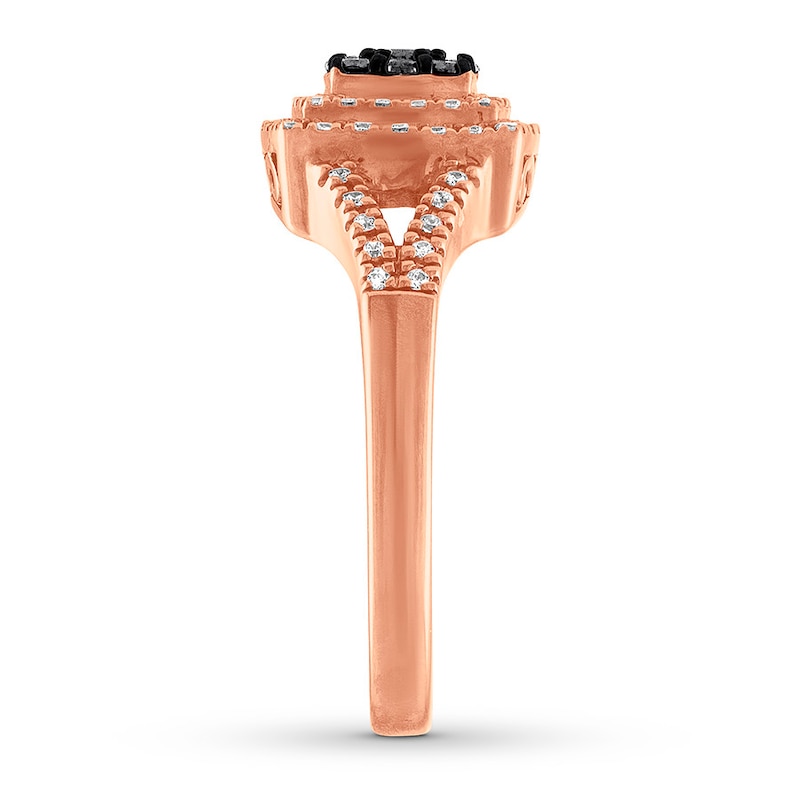 Main Image 3 of Previously Owned Black & White Diamond Ring 3/8 ct tw Round-cut 10K Rose Gold