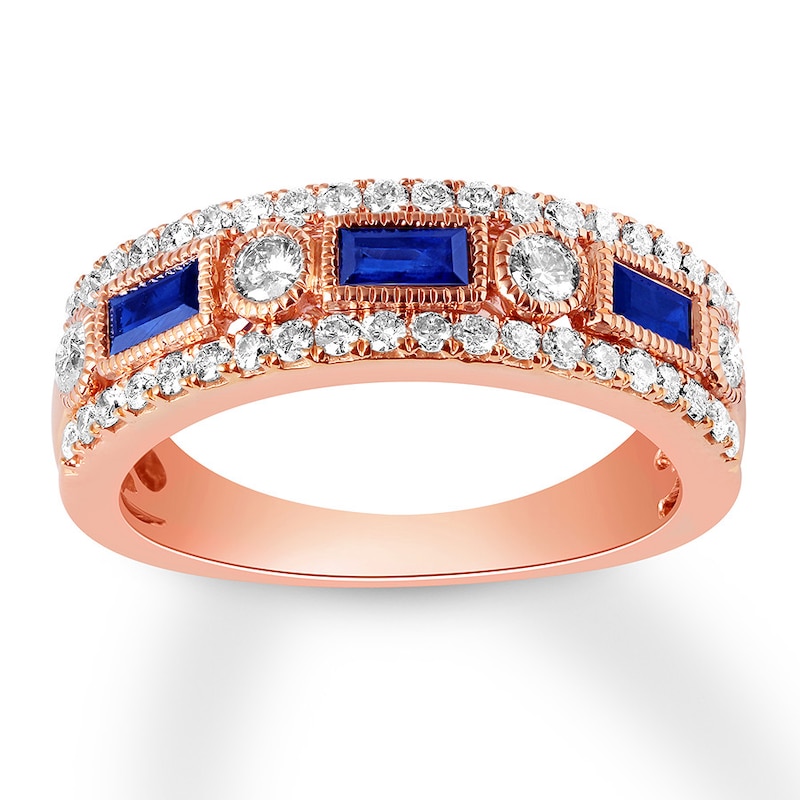 Main Image 1 of Previously Owned Sapphire Anniversary Band 1/2 ct tw Diamonds 14K Rose Gold